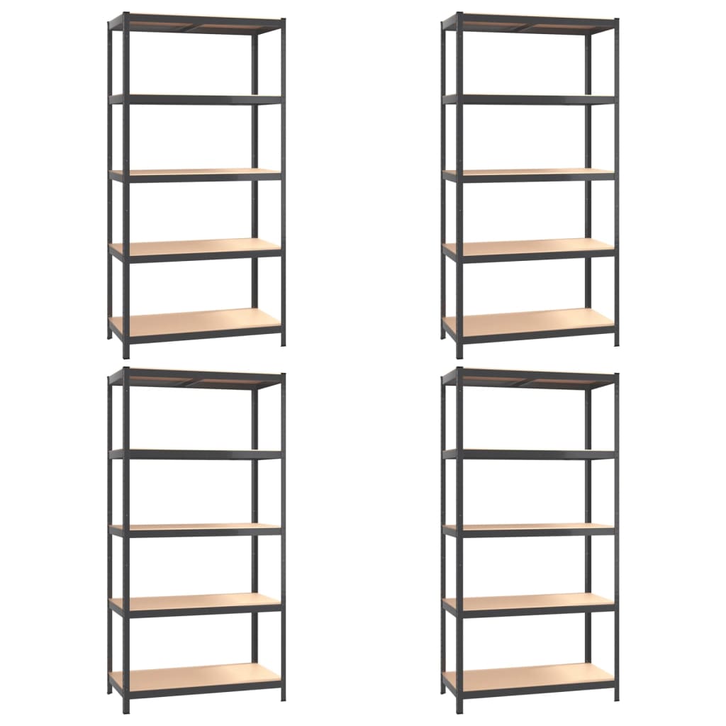 VidaXL Étagères de rangement 4 pcs 5 couches en acier et bois d'ingénierie couleur anthracite