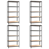 VidaXL Étagères de rangement 4 pcs 5 couches en acier et bois d'ingénierie couleur anthracite