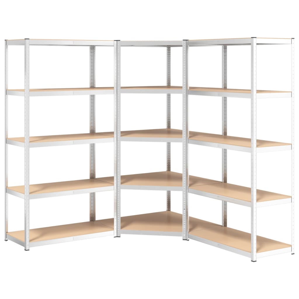 VidaXL Étagère de rangement 5 couches 3 pcs acier et bois d'ingénierie couleur argent