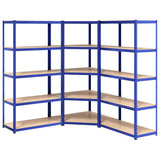 VidaXL Étagères de rangement 3 pcs 5 couches en acier et bois d'ingénierie bleu