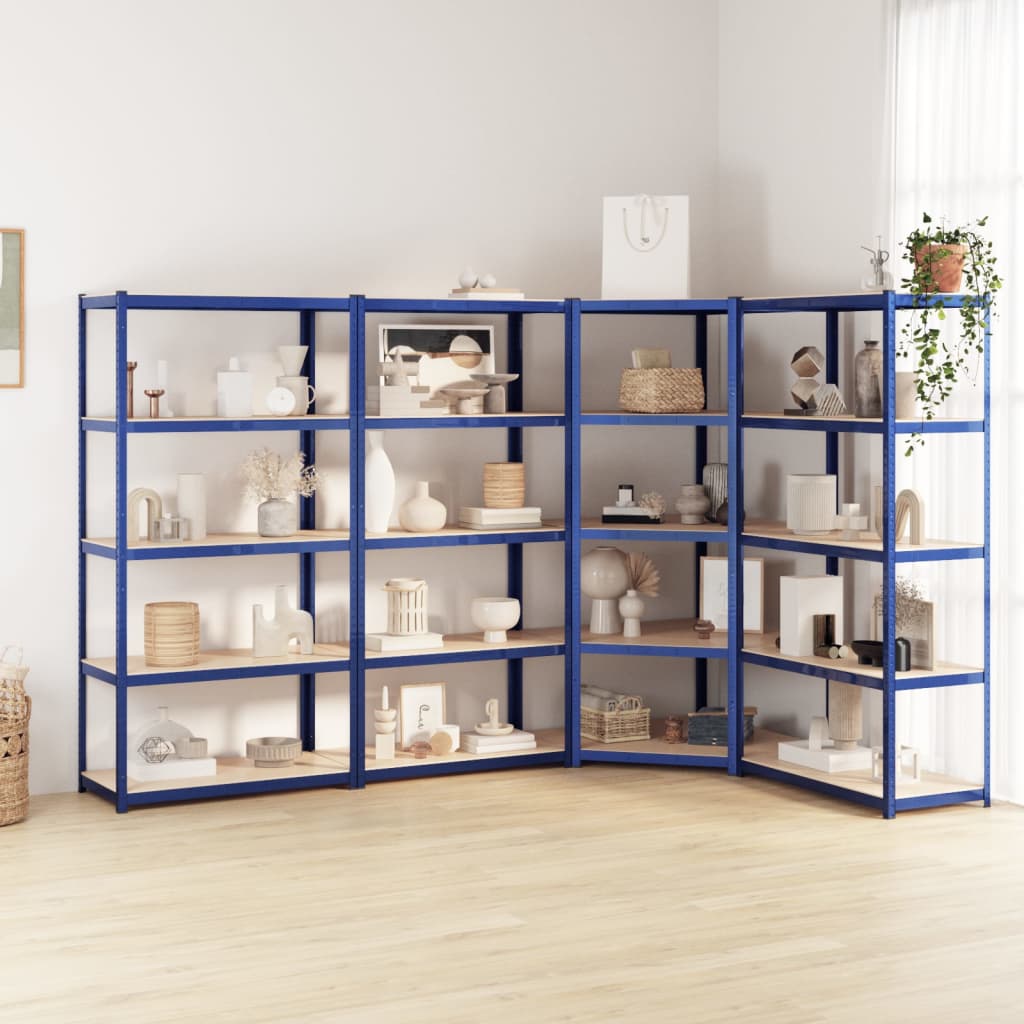 VidaXL Étagère de rangement 5 couches 4 pcs acier bois traité bleu
