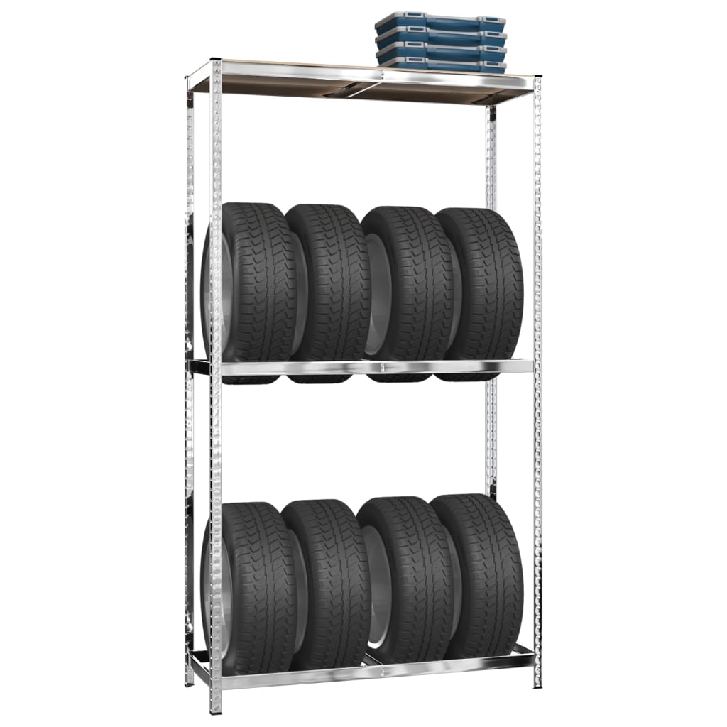 Vidaxl Tire Racks 2-skikt 4 st 110x40x180 cm stål silverfärgad