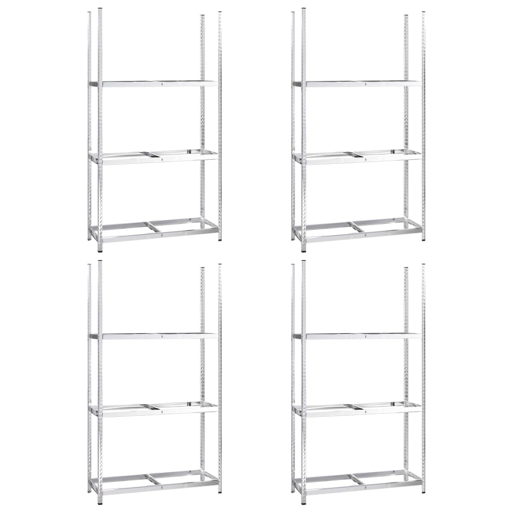 Racks de pneus Vidaxl 3 couches 4 PCS 110x40x200 cm en acier en argent coloré