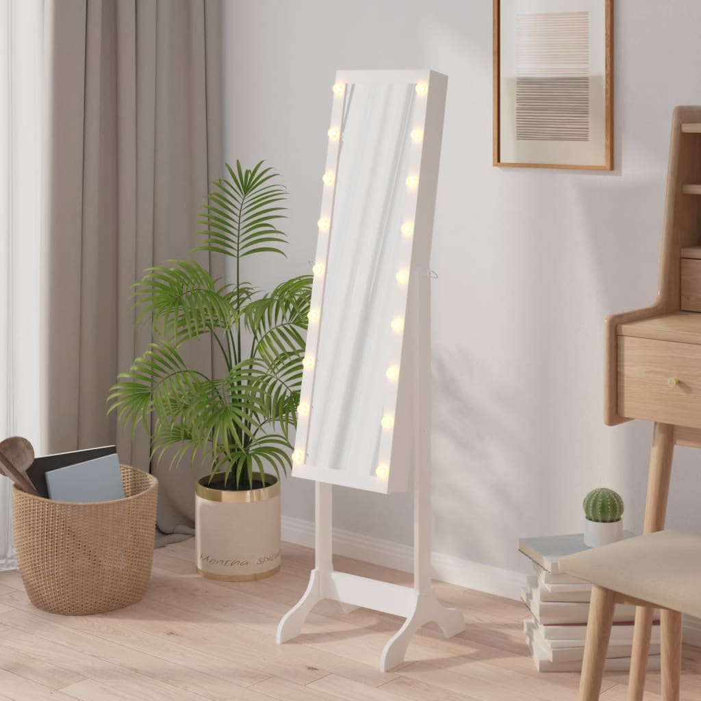 Vidaxl Specchio staccato con LED 34x37x146 cm bianco