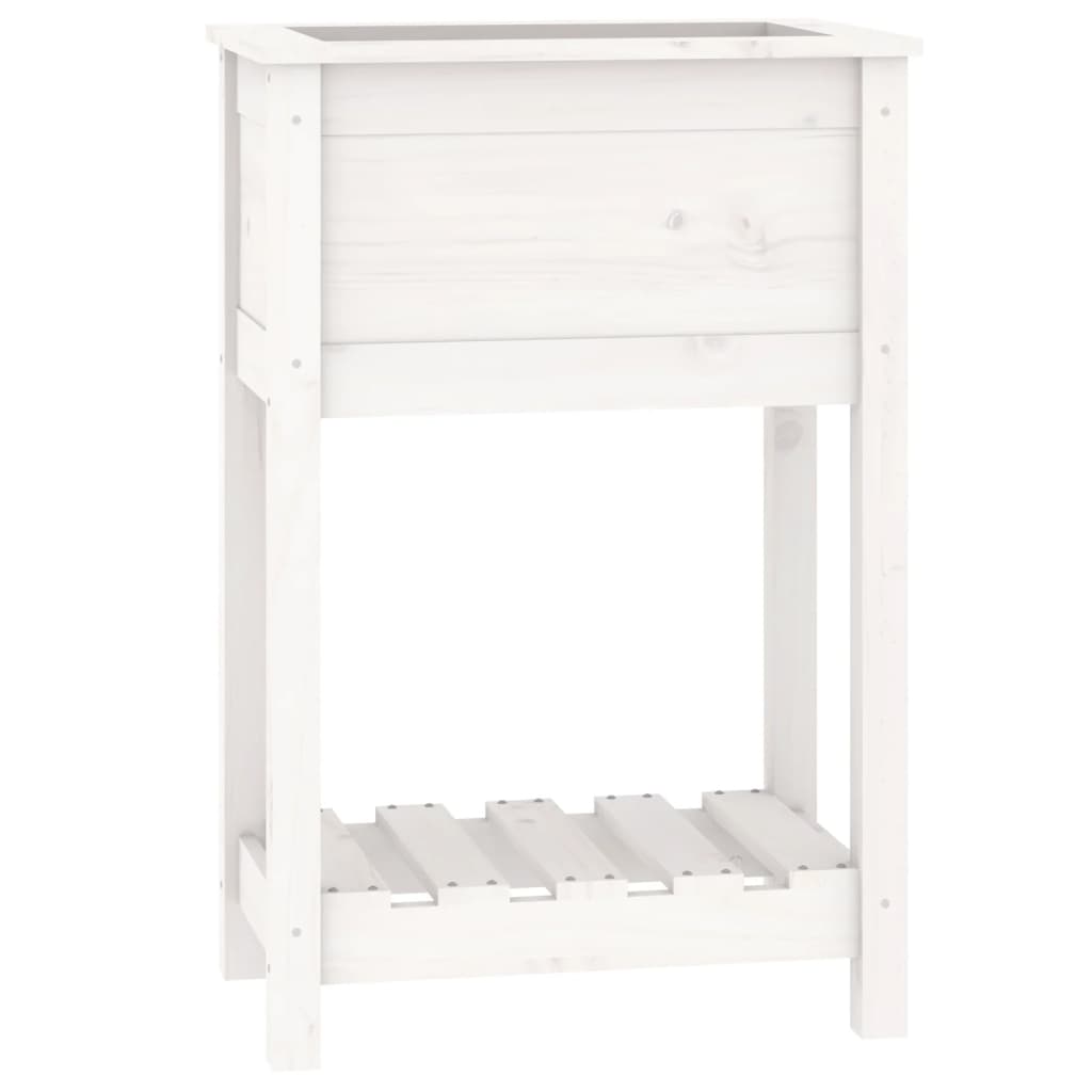 Vidaxx jardinière avec étagère 54x34,5x81 cm bois de pin massif blanc