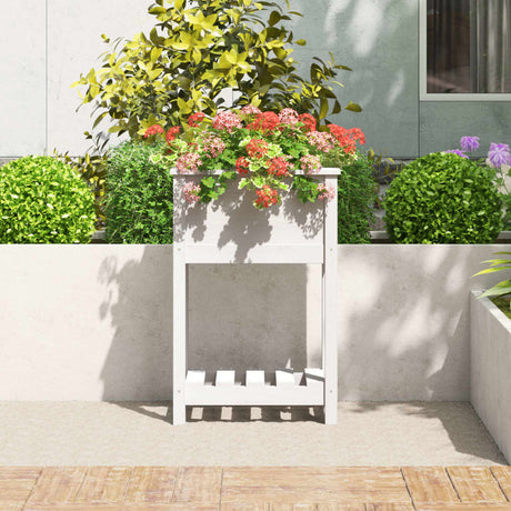 Vidaxx jardinière avec étagère 54x34,5x81 cm bois de pin massif blanc