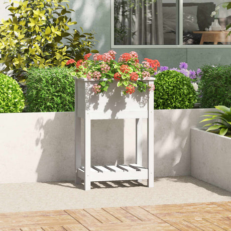 Vidaxx jardinière avec étagère 54x34,5x81 cm bois de pin massif blanc