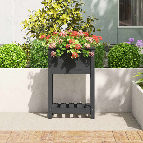 Vidaxx jardinière avec étagère 54x34,5x81 cm bois de pin massif gris
