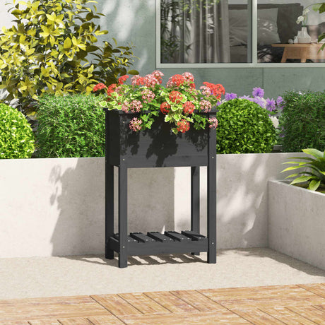 Vidaxx jardinière avec étagère 54x34,5x81 cm bois de pin massif gris