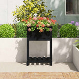 VidaXL Jardinière avec étagère 54x34,5x81 cm bois de pin massif noir