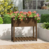 Vidaxx jardinière avec étagère 82,5x34,5x81 cm bois de pin brun miel