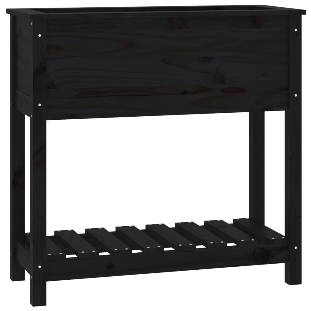 Vidaxx jardinière avec étagère 82,5x34,5x81 cm bois de pin massif noir