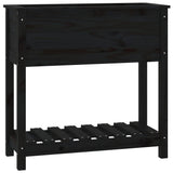 Vidaxx jardinière avec étagère 82,5x34,5x81 cm bois de pin massif noir