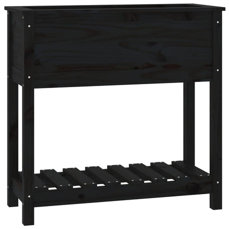 Vidaxx jardinière avec étagère 82,5x34,5x81 cm bois de pin massif noir