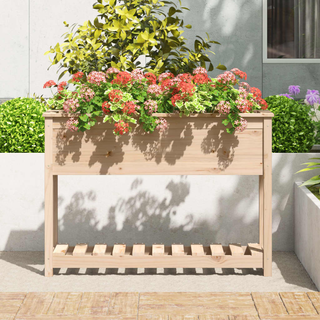 Vidaxx jardinière avec étagère 111,5x34,5x81 cm bois de pin massif