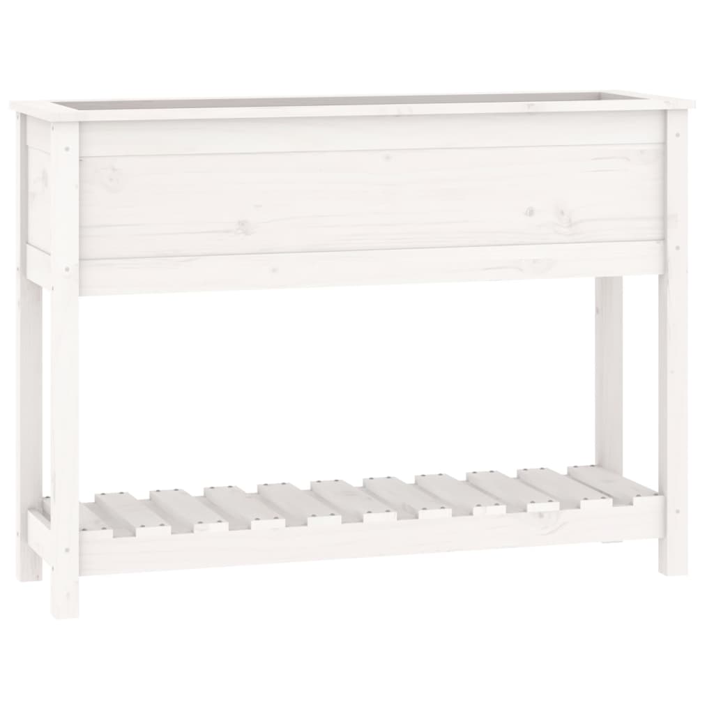 Vidaxx jardinière avec étagère 111,5x34,5x81 cm bois de pin massif blanc