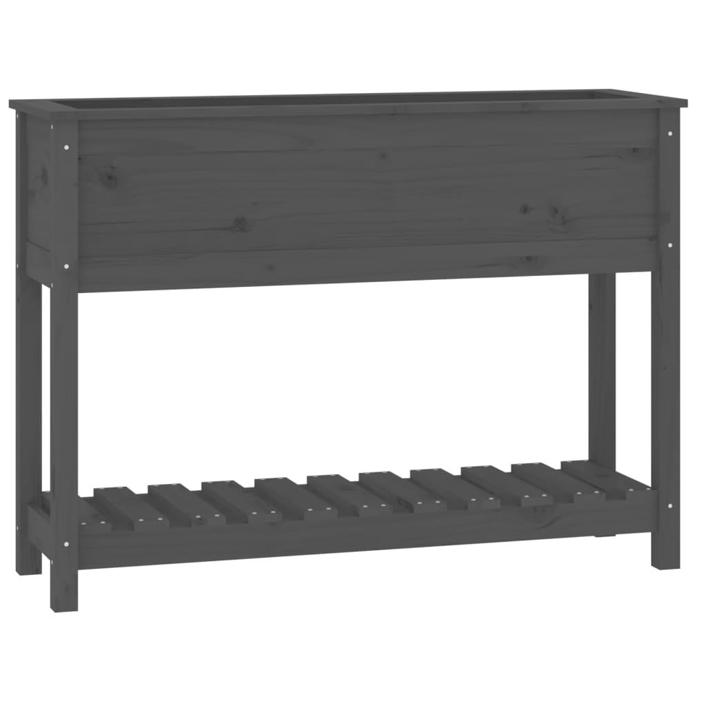 Vidaxx jardinière avec étagère 111,5x34,5x81 cm bois de pin massif gris
