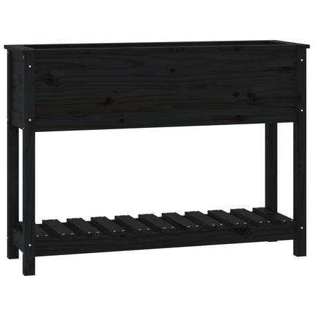 Vidaxx jardinière avec étagère 111,5x34,5x81 cm bois de pin massif noir