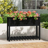 Vidaxx jardinière avec étagère 111,5x34,5x81 cm bois de pin massif noir