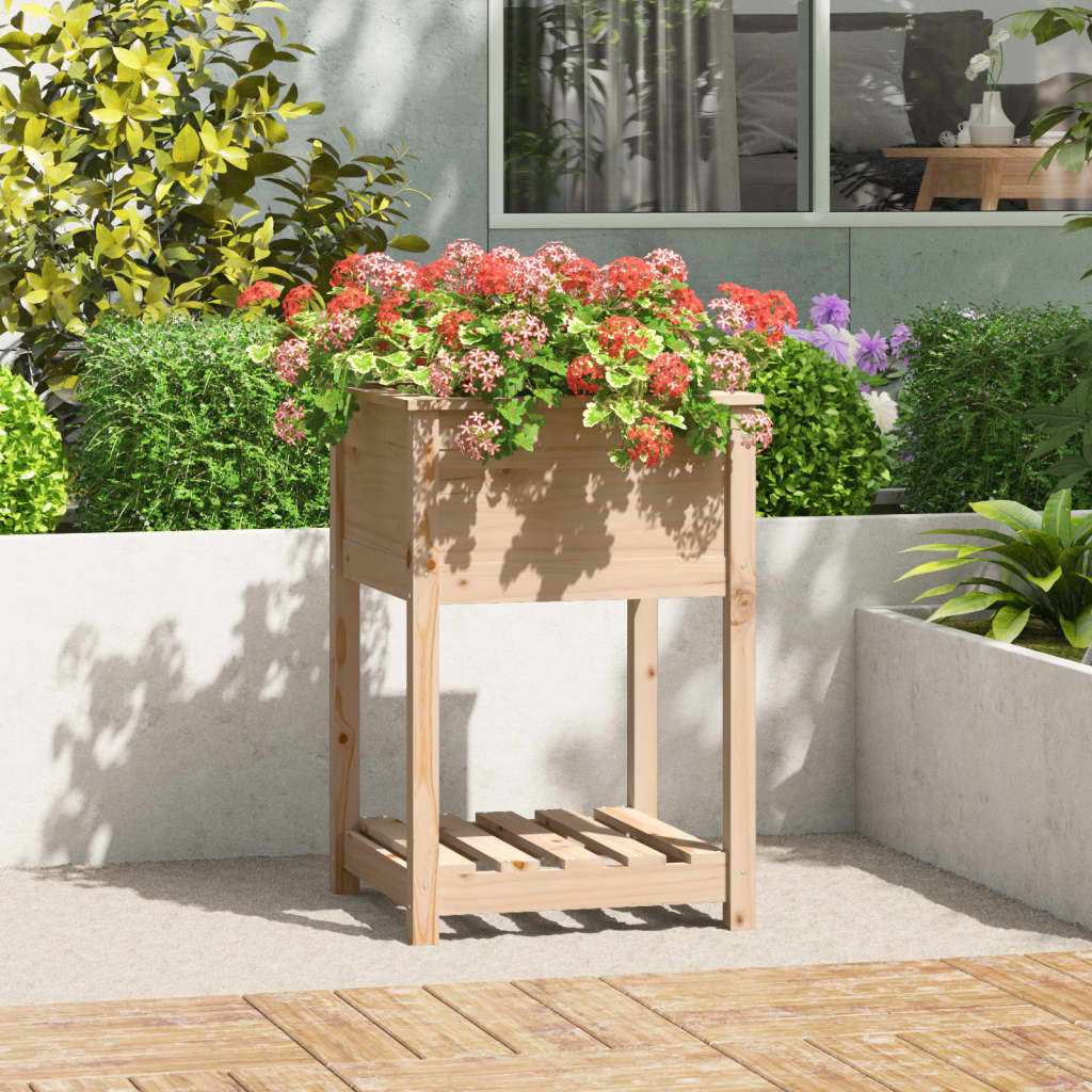 Vidaxx jardinière avec étagère 54x54x81 cm bois de pin massif