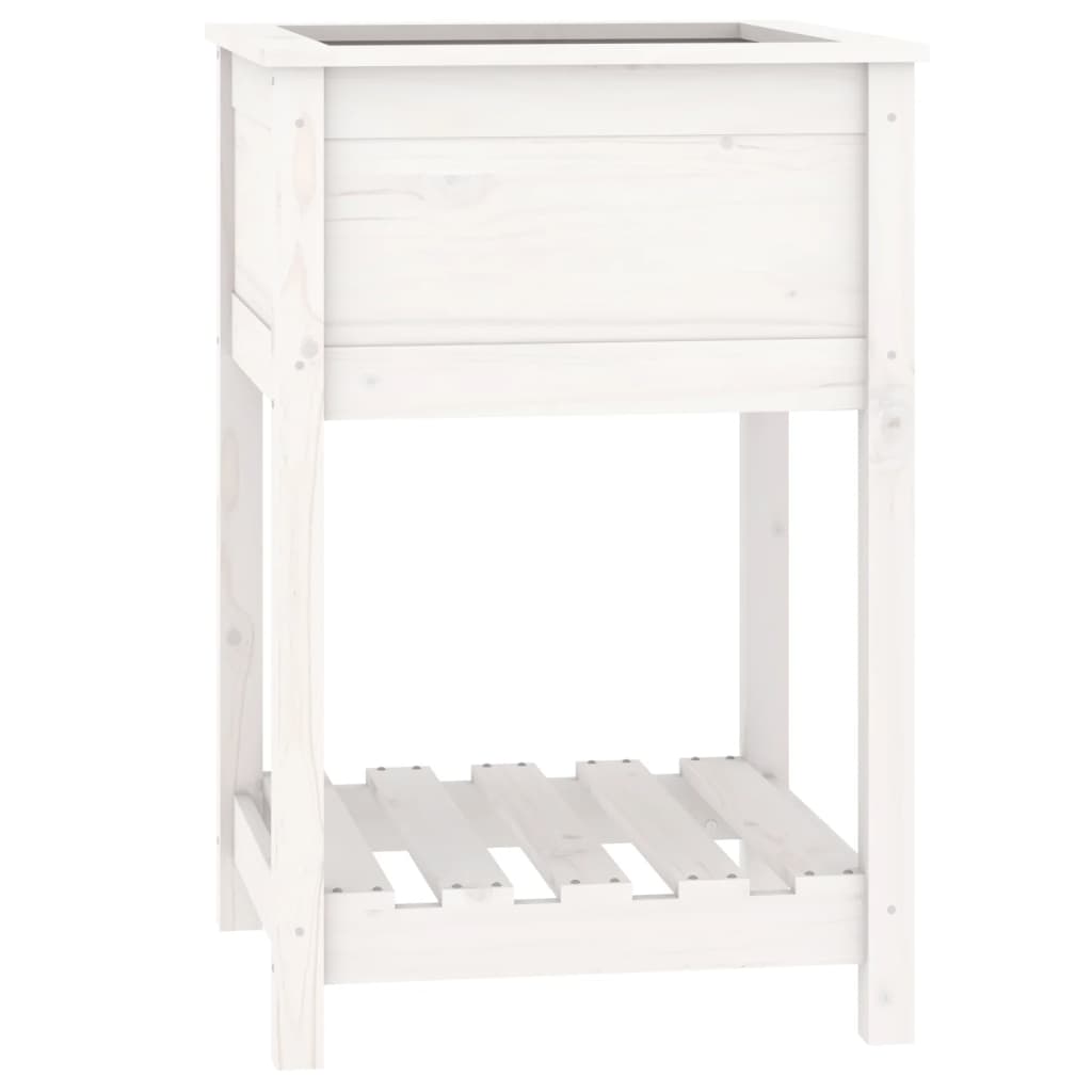 Vidaxx jardinière avec étagère 54x54x81 cm bois de pin massif blanc