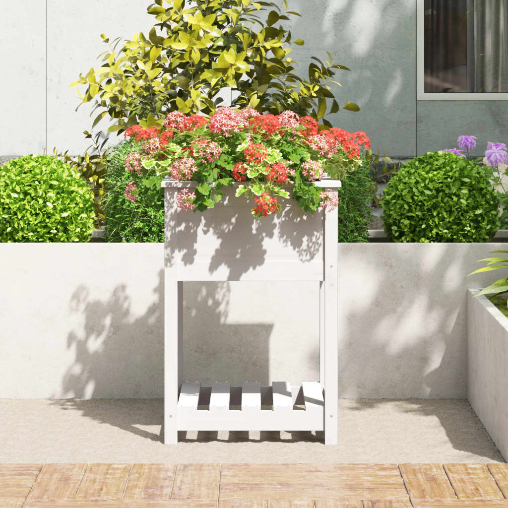 Vidaxx jardinière avec étagère 54x54x81 cm bois de pin massif blanc
