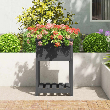 Vidaxx jardinière avec étagère 54x54x81 cm bois de pin massif gris