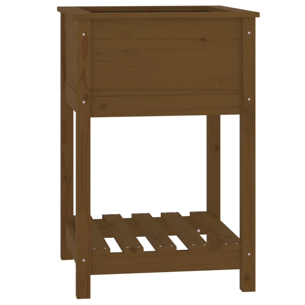 Vidaxx jardinière avec étagère 54x54x81 cm bois de pin brun miel