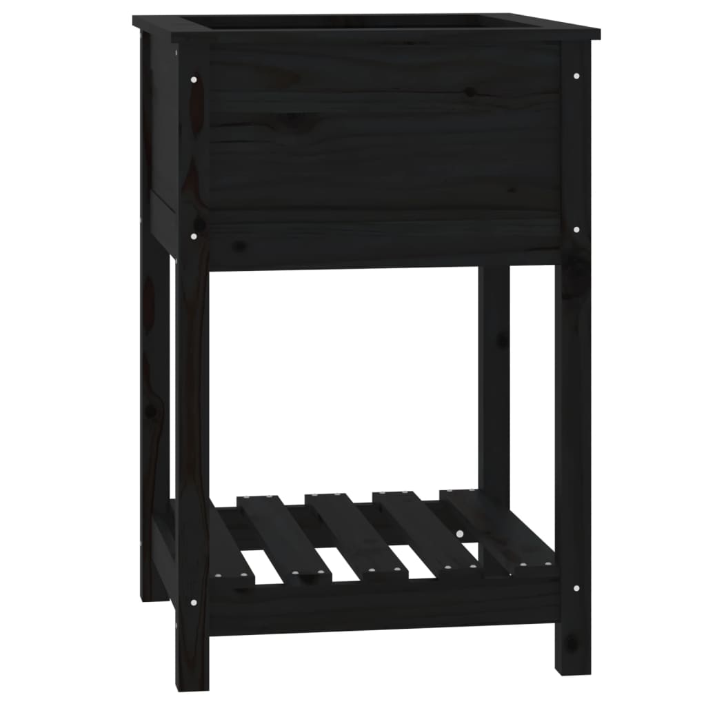 Vidaxx jardinière avec étagère 54x54x81 cm bois de pin massif noir