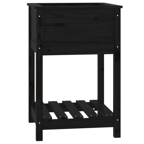 Vidaxx jardinière avec étagère 54x54x81 cm bois de pin massif noir