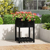 Vidaxx jardinière avec étagère 54x54x81 cm bois de pin massif noir