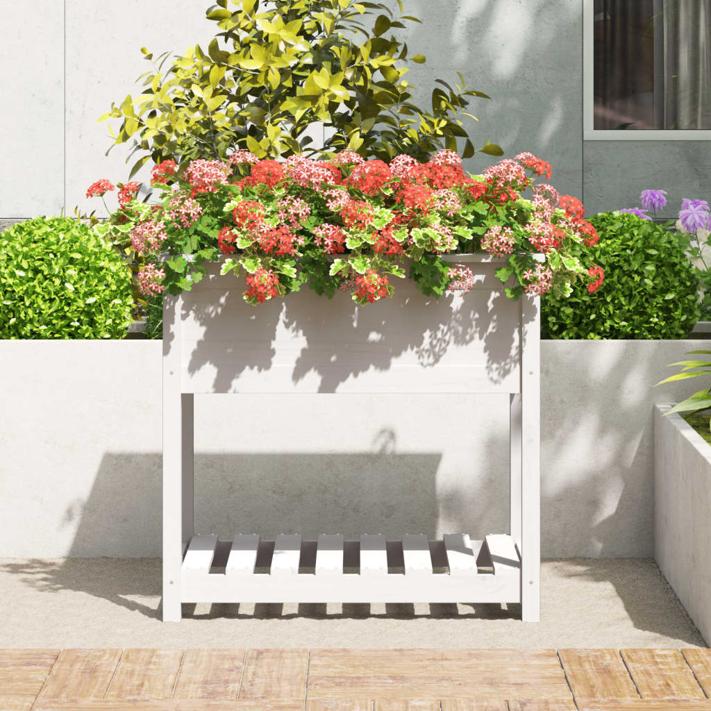 Vidaxx jardinière avec étagère 82,5x54x81 cm bois de pin massif blanc