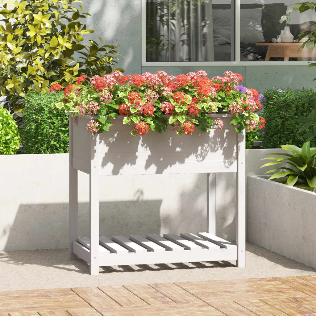 Vidaxx jardinière avec étagère 82,5x54x81 cm bois de pin massif blanc