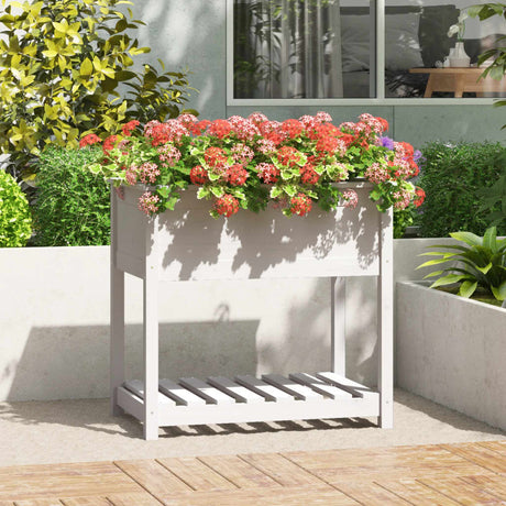 Vidaxx jardinière avec étagère 82,5x54x81 cm bois de pin massif blanc
