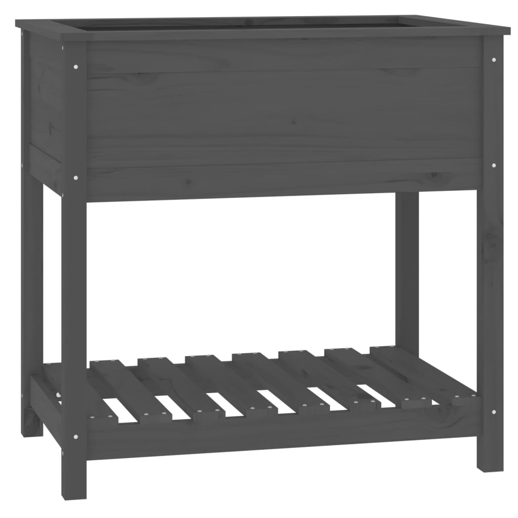 Vidaxx jardinière avec étagère 82,5x54x81 cm bois de pin massif gris