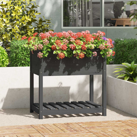 Vidaxx jardinière avec étagère 82,5x54x81 cm bois de pin massif gris