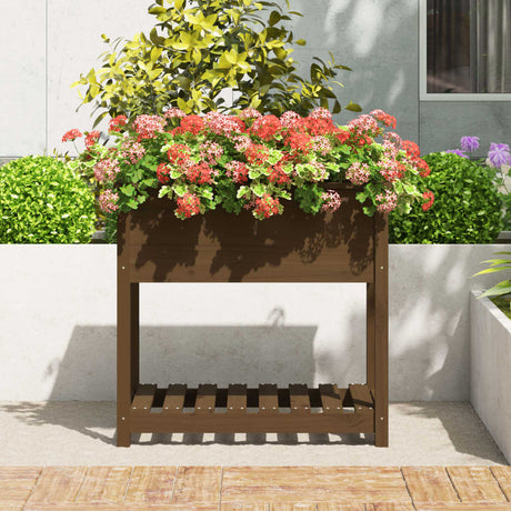 Vidaxx jardinière avec étagère 82,5x54x81 cm bois de pin brun miel