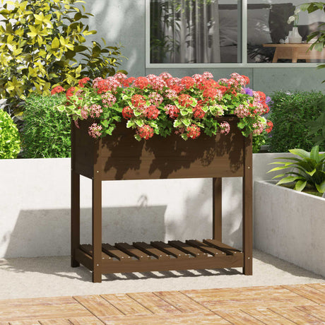 Vidaxx jardinière avec étagère 82,5x54x81 cm bois de pin brun miel