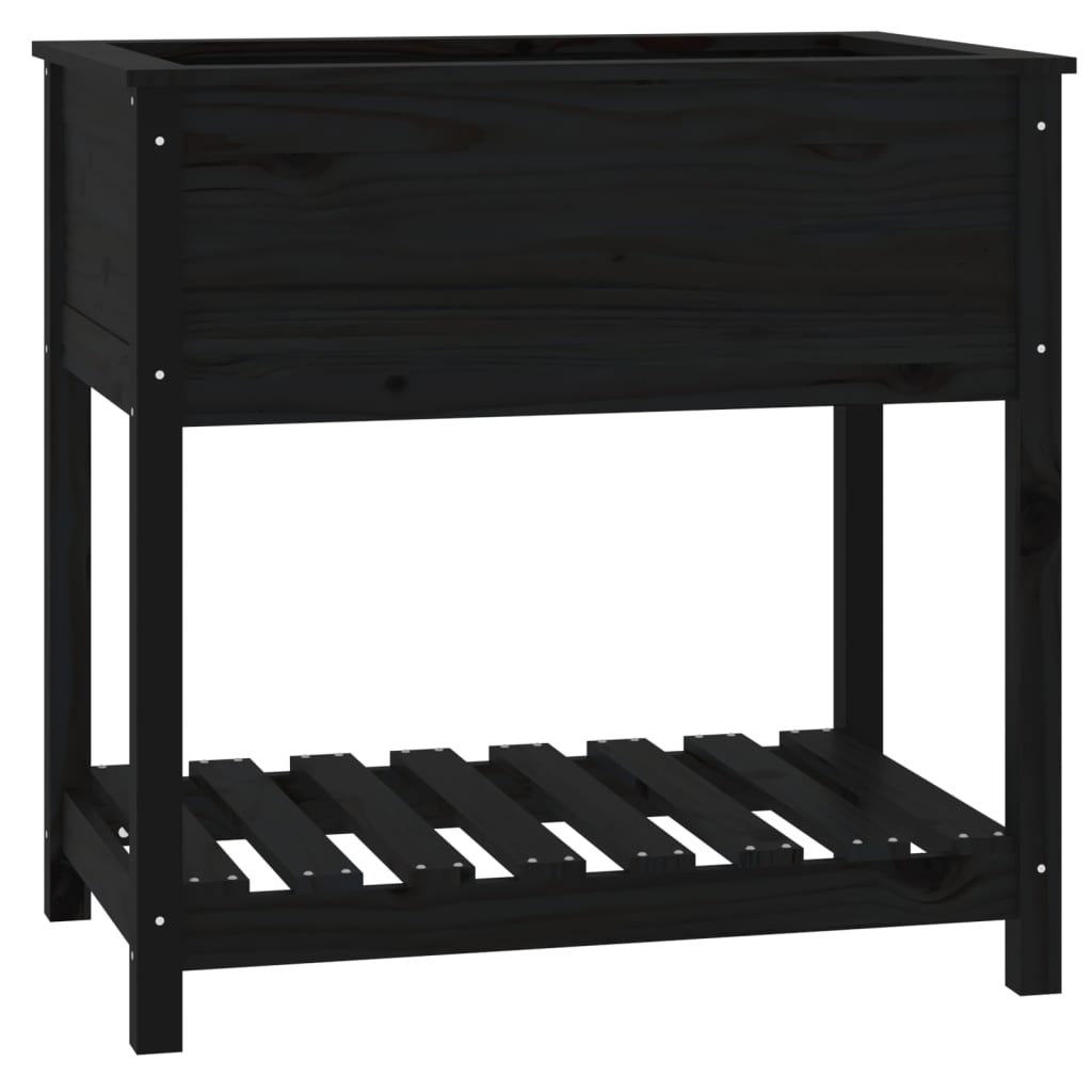 Vidaxx jardinière avec étagère 82,5x54x81 cm bois de pin massif noir