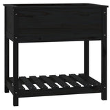 Vidaxx jardinière avec étagère 82,5x54x81 cm bois de pin massif noir