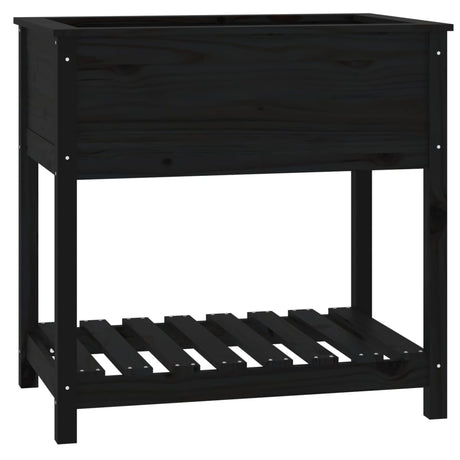 Vidaxx jardinière avec étagère 82,5x54x81 cm bois de pin massif noir