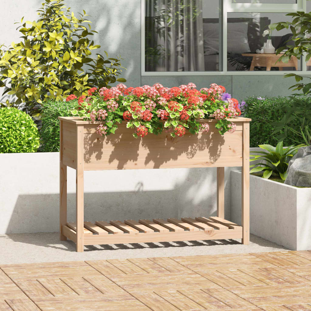 Vidaxx jardinière avec étagère 111,5x54x81 cm bois de pin massif