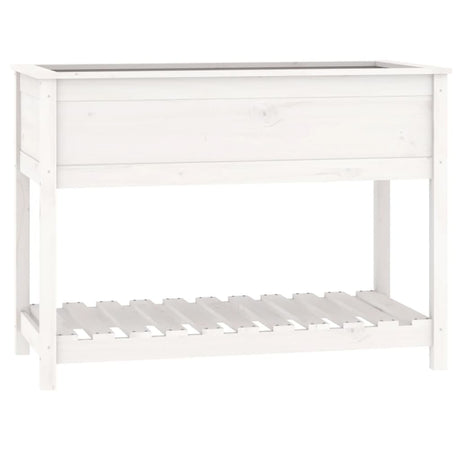 Vidaxx jardinière avec étagère 111,5x54x81 cm bois de pin massif blanc