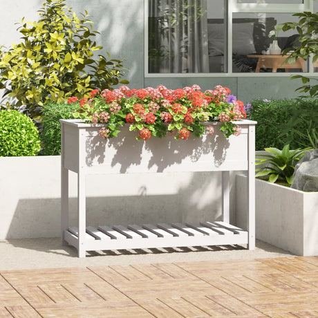 Vidaxx jardinière avec étagère 111,5x54x81 cm bois de pin massif blanc