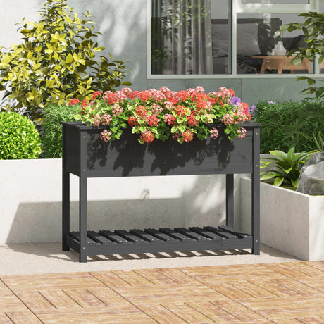Vidaxx jardinière avec étagère 111,5x54x81 cm bois de pin massif gris