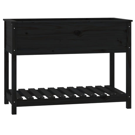 Vidaxx jardinière avec étagère 111,5x54x81 cm bois de pin massif noir