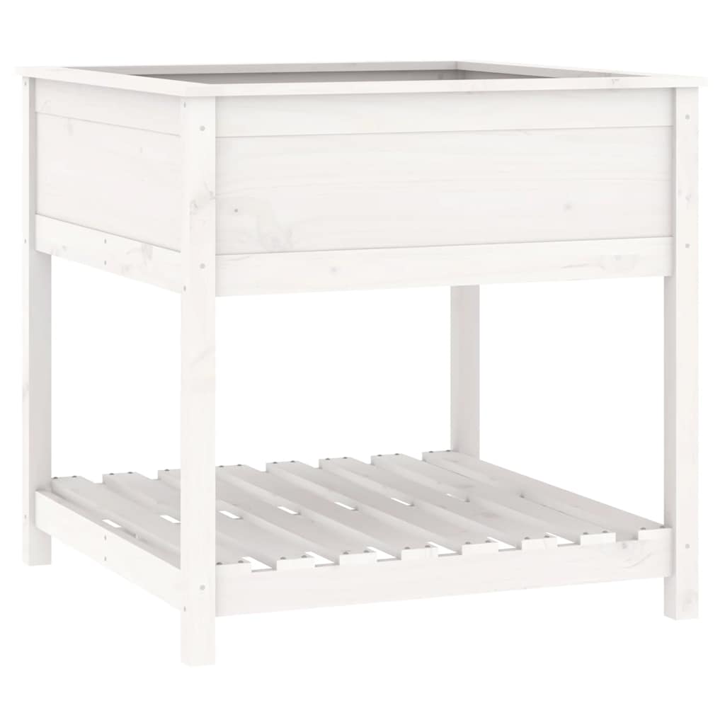 Vidaxx jardinière avec étagère 82,5x82,5x81 cm bois de pin massif blanc