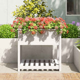 Vidaxx jardinière avec étagère 82,5x82,5x81 cm bois de pin massif blanc