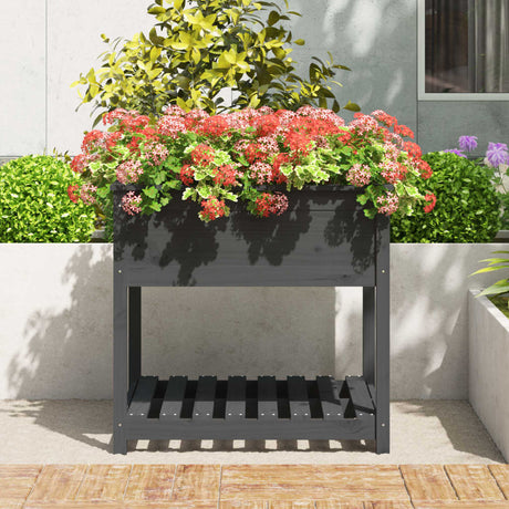 Vidaxx jardinière avec étagère 82,5x82,5x81 cm bois de pin massif gris