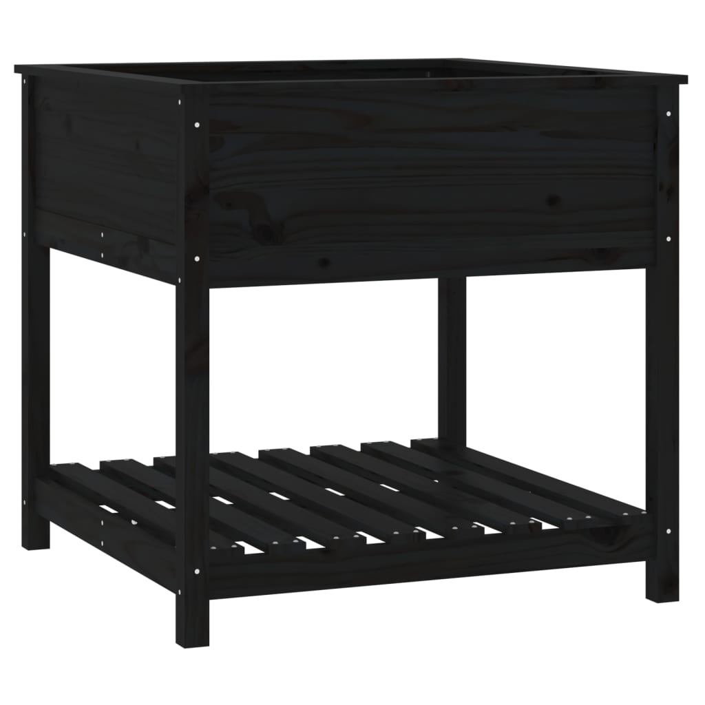 Vidaxx jardinière avec étagère 82,5x82,5x81 cm bois de pin massif noir